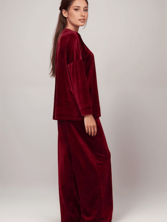 Damen Bordeaux Set mit Hose