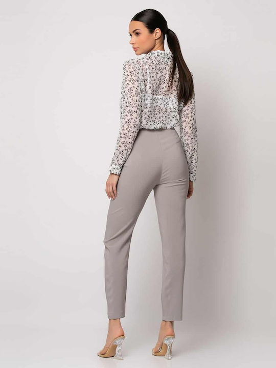 Damen Hoch tailliert Stoff Hose Gray