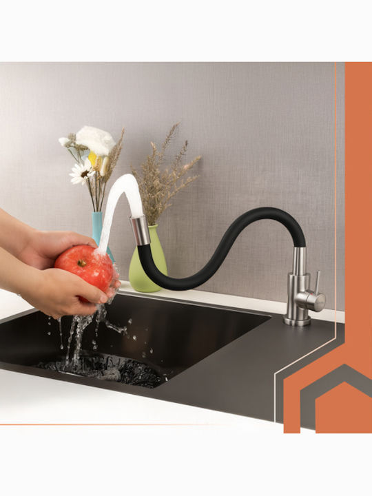 Ruhhy Counter Flexible Black Kitchen Faucet