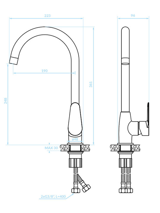 HomeMarkt Silver Counter Kitchen Faucet HM4864 HomeMarkt Silver Counter Kitchen Faucet HM4864