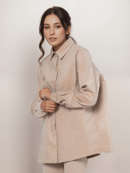 Mânecă lungă Femei Cămașă Beige