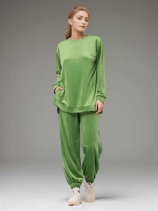 Jogginganzug Samt Lime