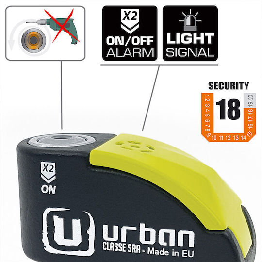 Urban UR10 Κλειδαριά Δισκόφρενου Μοτοσυκλέτας με Συναγερμό & Πείρο 10mm