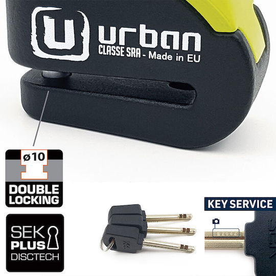 Urban UR10 Κλειδαριά Δισκόφρενου Μοτοσυκλέτας με Συναγερμό & Πείρο 10mm