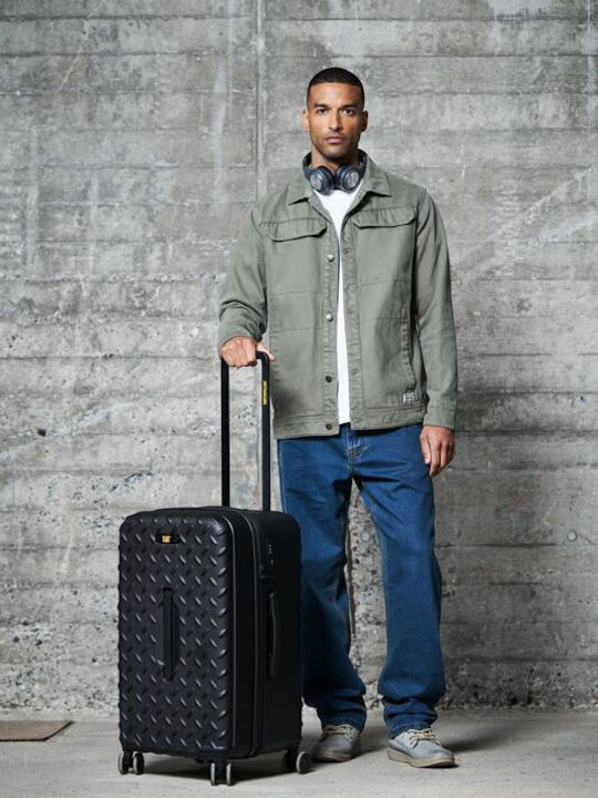CAT Medium Hard Black Travel Suitcase with 4 Wheels Height 68cm