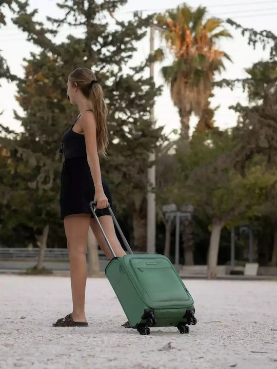 Newcom Cabin Fabric Green Suitcase With 4 Wheels Height 55cm
