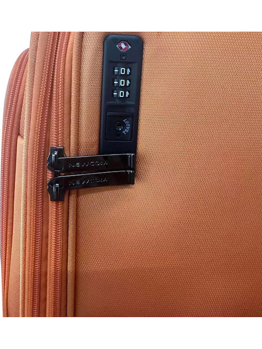 Newcom Large Fabric Orange Suitcase With 4 Wheels Height 71cm