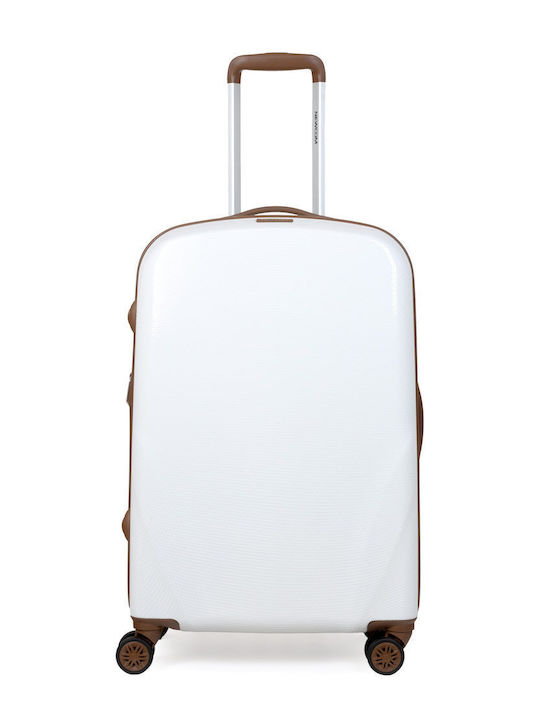 Newcom Medium Hard Suitcase White with 4 Wheels Height 68cm