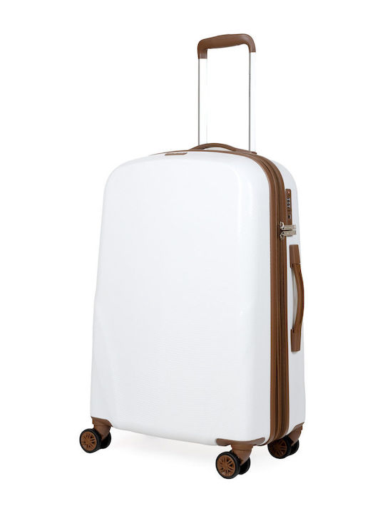 Newcom Medium Hard Suitcase White with 4 Wheels Height 68cm