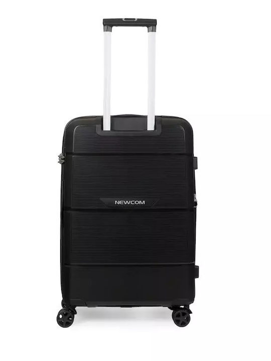 Newcom Cabin Hard Travel Suitcase Black with 4 Wheels Height 55.5cm