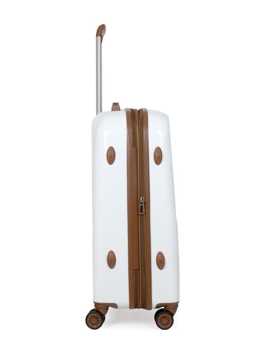 Newcom Medium Hard Suitcase White with 4 Wheels Height 68cm