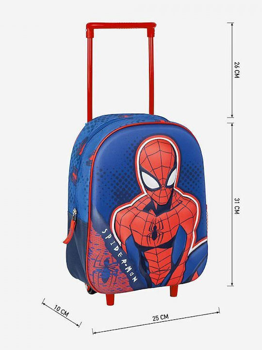 Cerda Marvel Spiderman Ghiozdan Școlar Troler Grădinița cu Husă pentru Sticlă de Apă Albastru 25 x 3 x 31 cm