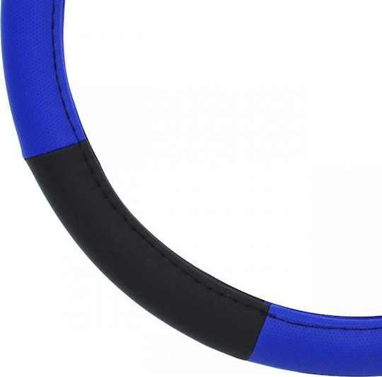 AMiO Car Steering Wheel Cover SWC-04-Μ with Diameter 37-39cm made of Leatherette Blue