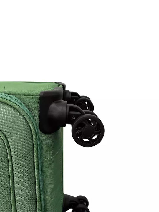 Newcom Large Fabric Travel Suitcase Green with 4 Wheels Height 83cm