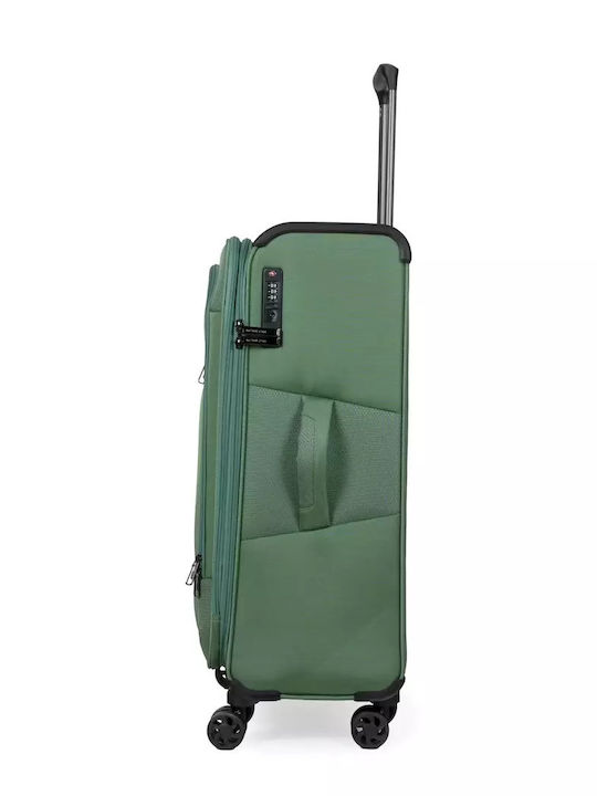 Newcom Fabric Green Suitcases With 4 Wheels