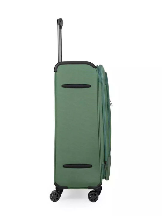 Newcom Fabric Green Suitcases With 4 Wheels
