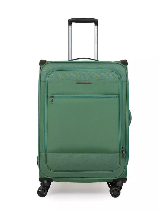 Newcom Large Fabric Travel Suitcase Green with 4 Wheels Height 83cm