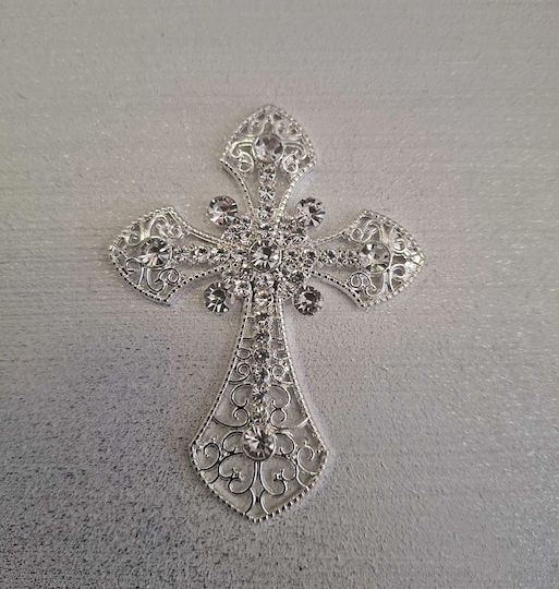 White Wooden Wedding Crown Case Silver Cross 30x30