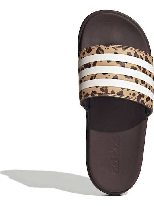 Adilette Slides με Πλατφόρμα σε Καφέ Χρώμα
