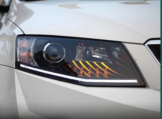 Μπροστινά Φανάρια Set Skoda Octavia Mk3 2014-2017 Drl Μαύρα Carner