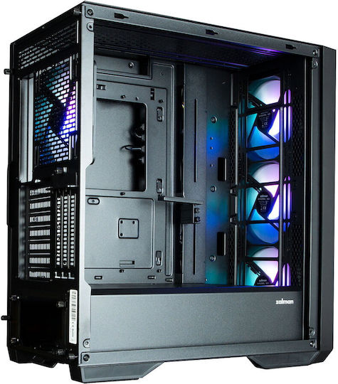 Z9 Iceberg MS Gaming Midi Tower Computer Case with Side Window and RGB Lighting Black