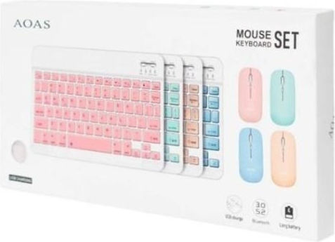 Aoas AS-110 Ασύρματο Bluetooth Σετ Πληκτρολόγιο & Ποντίκι Αγγλικό US Beige