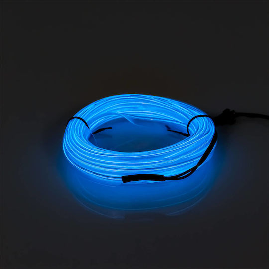 LED гъвкав неонов кабел 5м 12v USB синьо вътрешно осветление за автомобил W14677