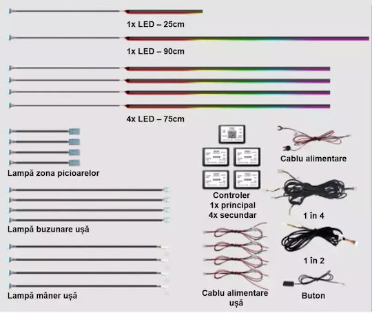 Universal Ambient Light Rgb Acrylic 18 In 1 Dynamic Symphony Effect Bluetooth App Button Control