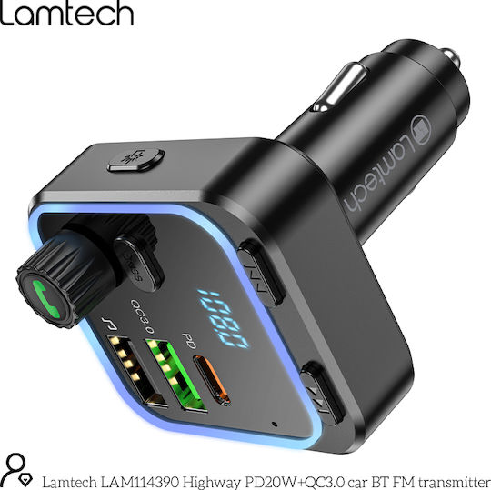 Lamtech FM Transmitter Αυτοκινήτου mit USB / Bluetooth