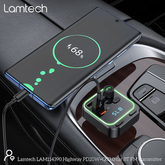 Lamtech FM Transmitter Αυτοκινήτου mit USB / Bluetooth