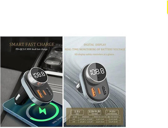 Awei FM Transmitter Αυτοκινήτου C-843 με Bluetooth / MicroSD / USB