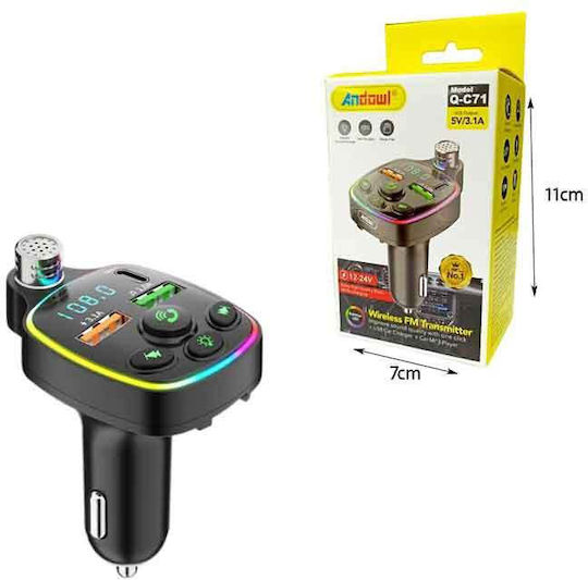 Andowl FM Transmitter Αυτοκινήτου Qc71 mit Bluetooth / USB / MicroSD