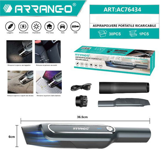 Arrango AC76434 Rechargeable Car Handheld Vacuum 12V 120W