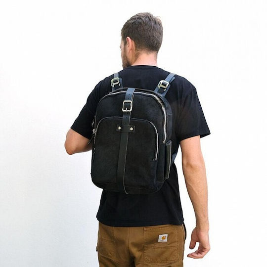 Unit Garage U033 Suede Jet Black Motorcycle Tank Bag with Straps 23lt