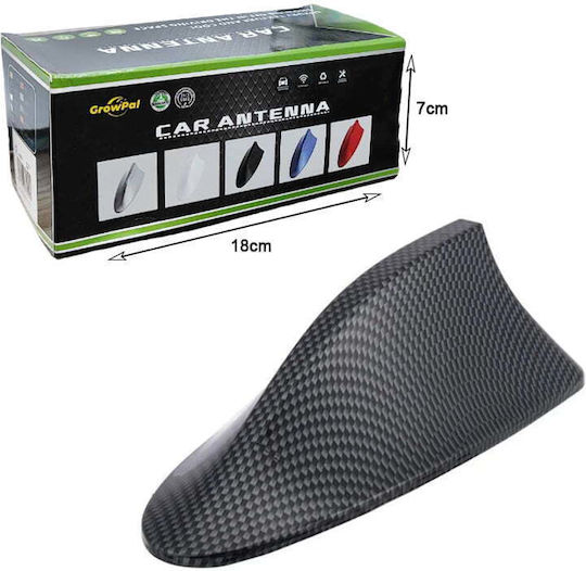 Car Antenna Roof Shark Universal with Cable 12V for Radio in Black Carbon Color
