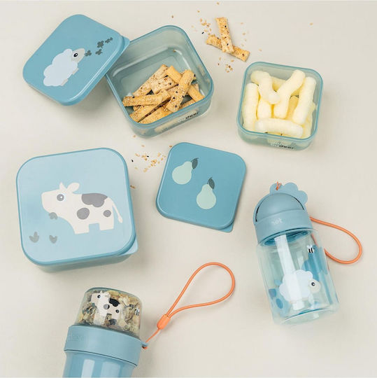 Done by Deer Kids Water Bottle Silicone with Straw Blue 280ml