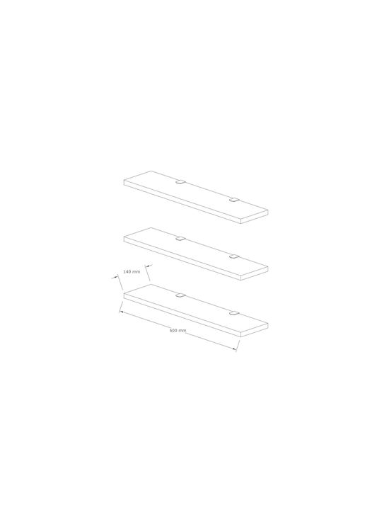 Boss Natural Wall Shelves (3 Pieces) 60x14.5x1.8cm