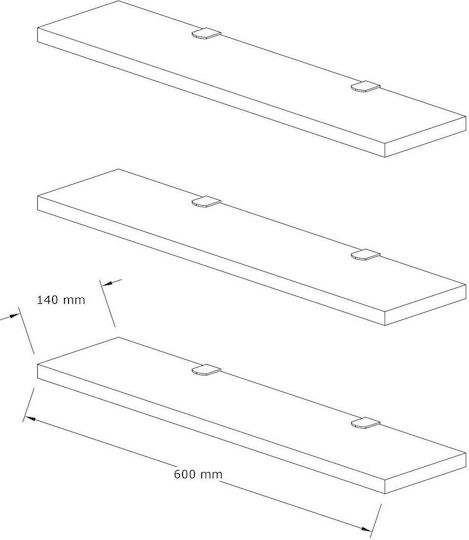 Rafturi Boss Natural (3 Bucăți) 60x14.5x1.8 cm