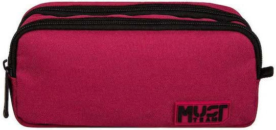 Must Team Pencil Case Barrel with 2 Compartments Burgundy