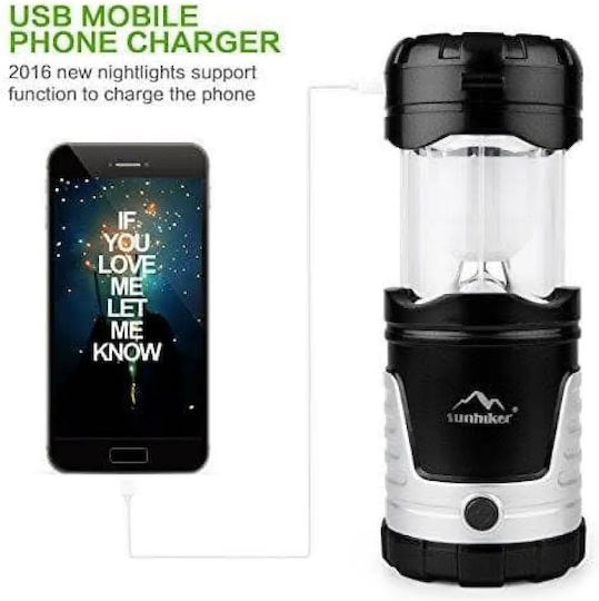 GSH 7088B LED Laterne Solar für Camping mit Taschenlampe & Powerbank 1W