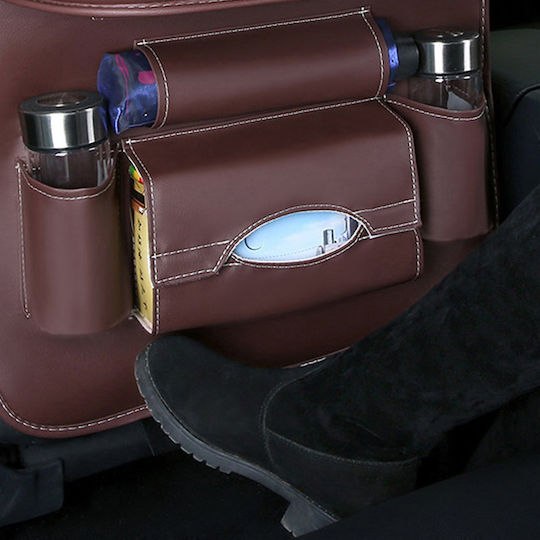 Hurtel Foldable Shelf Mini Car Table Car Back Seat Organizer Brown
