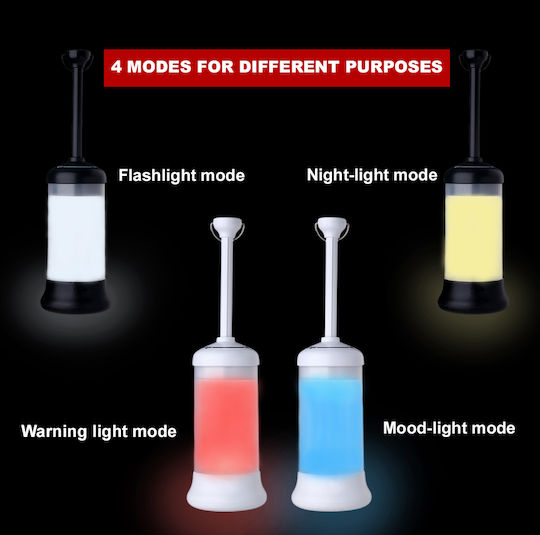 Herzberg Portable Led Lantern Rechargeable for Camping White with Magnetic Base 1.5W