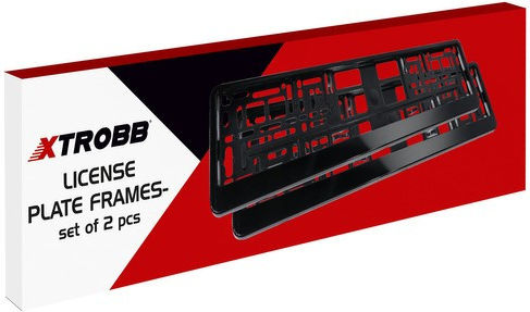 Xtrobb Car License Plate Frames Plastic 1 x 1cm Black 2pcs