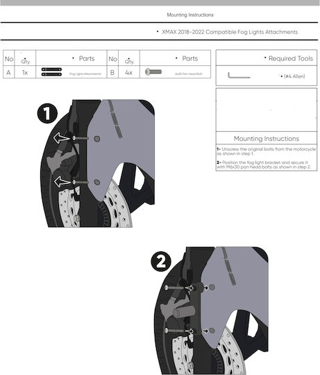 Gpk Bases for Projectors Yamaha X-max 125 250 300 400 '18-'22