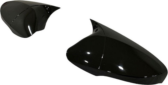 Set 2 Capace Oglindă Stil Batman Ford Focus II Fiesta Fusion Culoare Negru Pian Negru Lucios Instalare Ușoară Rezistent la UV Material Premium