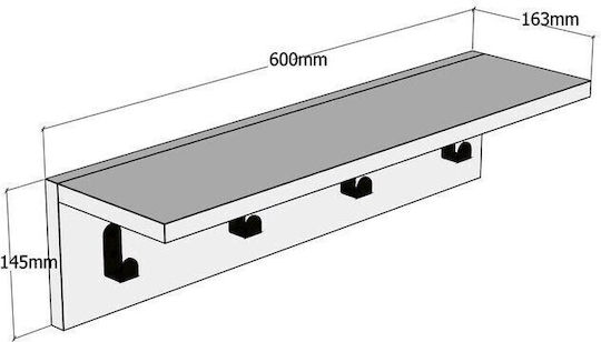 Asir Group Стенна Закачалка Дървена За 4 Места Кафява 14.5x16.3x60см