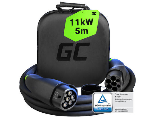 Green Cell Three-Phase Charging Cable 5m Type 2 - Type 2 EVKABGC03