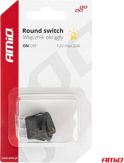 Comutator Rotund 12V Pornit/Oprit 3 Pini LED Galben Amio 1 Bucată