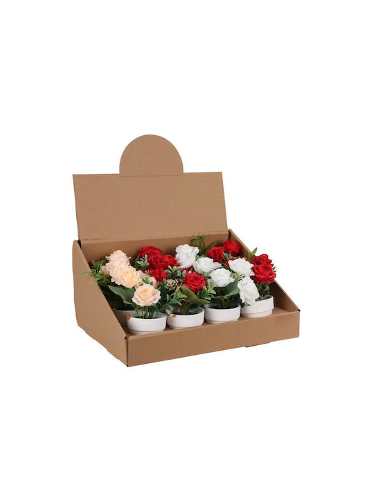 Künstliche Pflanze im Töpfchen Rose Rot 14cm Koopman