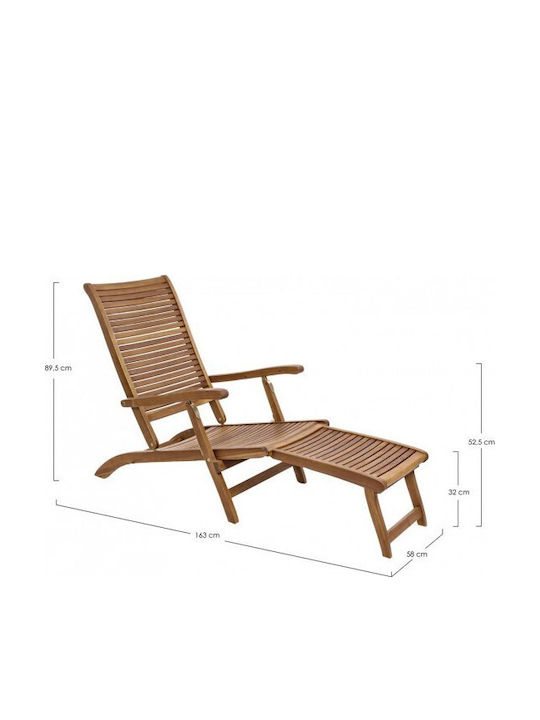 Deckchair Wooden Noemi Brown 163x58x89.5cm.